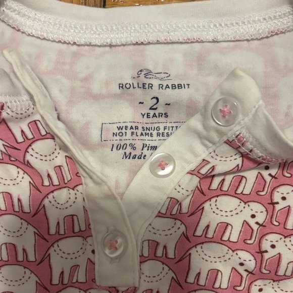 Roller Rabbit Kids Pajama Set - Pink and White Elephants - Picture 2 of 2